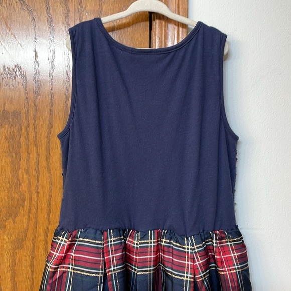 CHILDRENS PLACE UEC Girls Large (10/12) Blue Sequin Holiday Dress Plaid Skirt - Picture 9 of 14